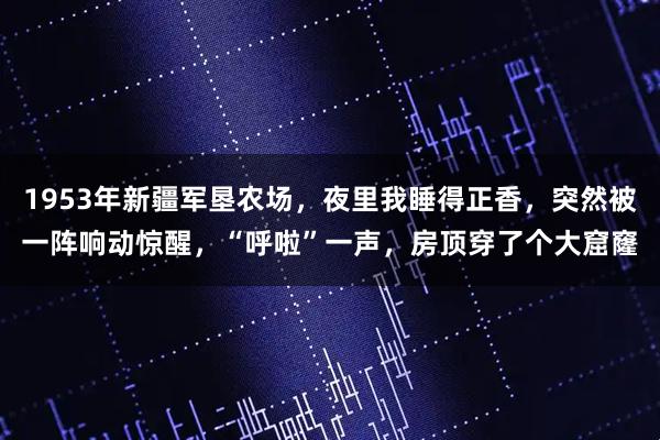1953年新疆军垦农场，夜里我睡得正香，突然被一阵响动惊醒，“呼啦”一声，房顶穿了个大窟窿